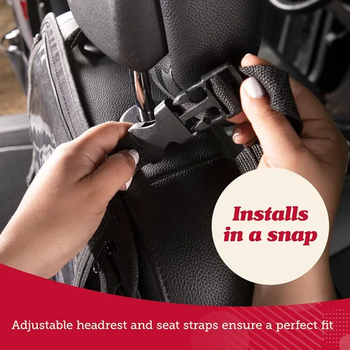 Vista 8 de Organizador para asiento trasero de coche Lusso Gear - Alfombrilla protectora contra los pies de los niños - 12 bolsillos grandes de almacenamiento