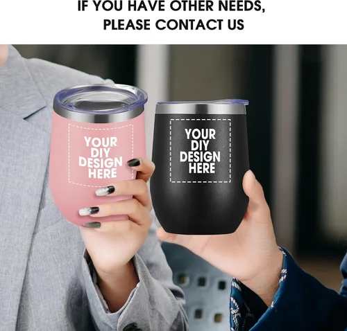 Vista 6 de Vaso de vino personalizado con impresión en Estados Unidos, taza de café personalizada de viaje de acero inoxidable con tapa y pajita, taza aislada