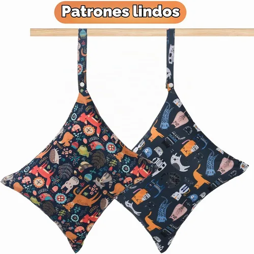 Vista 5 de 2 bolsas de tela para pañales húmedos y secos, impermeables, reutilizables, con dos bolsillos con cremallera, para viajes, playa, piscina Negro