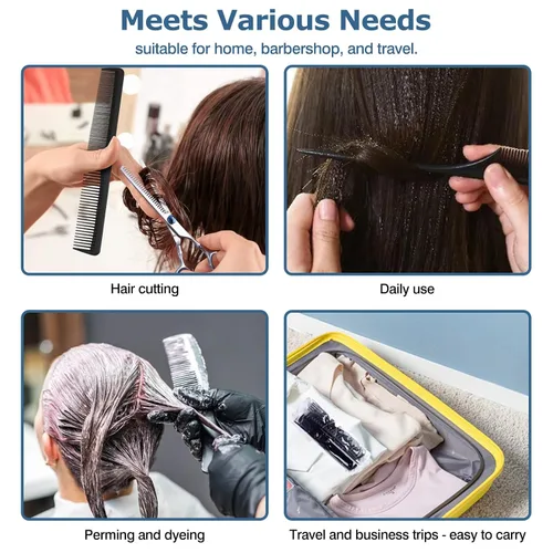 Vista 6 de Juego de 10 peines de peinado profesional, paquete variado para todo tipo de cabello y estilos