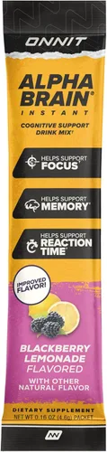 Vista 2 de ONNIT Alpha Brain - Mezcla de bebida instantánea de apoyo cognitivo, sabor a limonada de mora, suplemento nootrópico para concentración, memoria