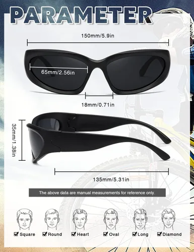 Vista 3 de Gafas de sol polarizadas envolventes vintage de moda para hombres y mujeres, gafas de sol futuristas para deportes al aire libre UV400