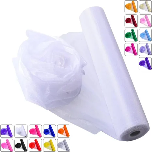 Vista 22 de Tela de Organza de Cristal Tul - 16" por 50 Yardas Tela Transparente para Decoración de Fiestas de Boda Despedida de Soltera Tutú Rollo de Malla