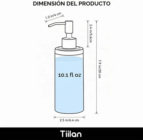 Vista 3 de Dispensador de jabón de manos para encimera para baño, cocina, 10.1 fl oz, plateado Plata