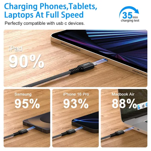 Vista 3 de Cable de carga para Samsung de 6 pies, 240 W, USB C a USB C, cable de carga súper rápida para Samsung Galaxy S26 Ultra Plus Z Flip 7 FE Z Fold 7 S25