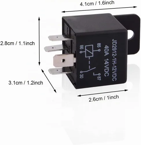 Vista 4 de EHDIS Relé de coche 4 pines 12v 40amp Spst Modelo: JD2912-1H-12VDC 40A 14VDC, interruptores y arrancadores automáticos, paquete de 2