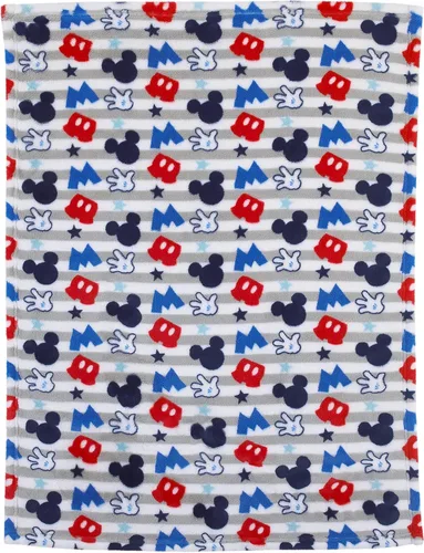 Vista 2 de Disney Mickey Mouse - Manta de felpa para bebé, color gris, rojo, azul
