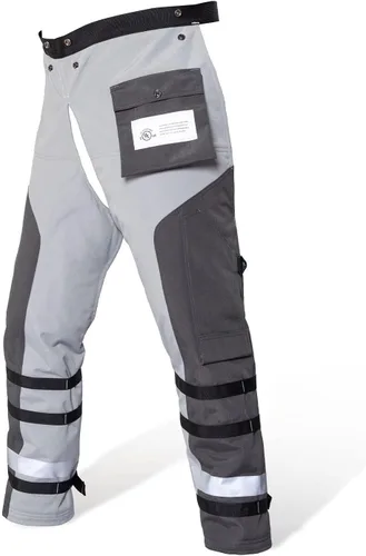 Vista 11 de Chaparreras de motosierra con envoltura técnica de YARDMARIS de UL Clase A, 8 capas, estilo delantal, color verde ejército Verde militar