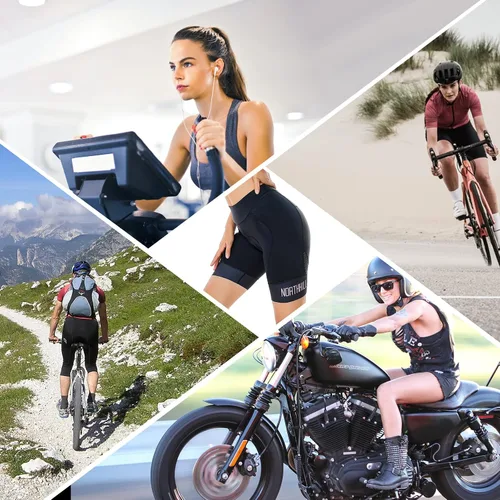 Vista 7 de NORTHHILL Pantalones cortos de ciclismo acolchados para mujer, pantalones cortos de ciclismo de cintura alta con forro 4D acolchado de gel Spin