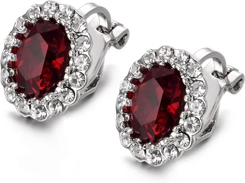 Vista 39 de Yoursfs Austria - Aretes de clip de cristal para mujer, chapados en oro de 18 quilates, joyería de moda con halo de circonita cúbica, aretes sin