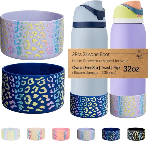 Vista 75 de WK IEASON 2 fundas de silicona para botella de agua Owala, base protectora para botella de agua Owala FreeSip Twist y Flip Flask accesorios para 3D