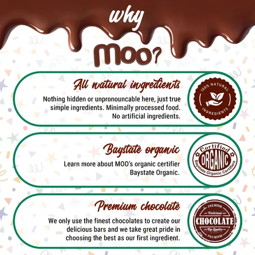 Vista 2 de Moo Chocolates ' Mini barras de chocolate negro sólido natural, 0.7 onzas (14 unidades)