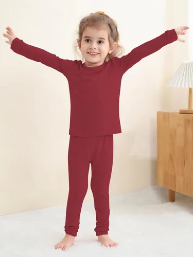 Vista 33 de GUISBY Conjunto de pijama de rayón de bambú para niños y niñas, ajuste cómodo, para uso diario, conjunto de pijama de 2 piezas