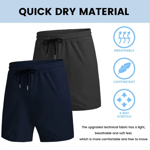 Vista 4 de COOFANDY - Paquete de 2 pantalones cortos de entrenamiento para hombre, diseño con bolsillos, de secado rápido, para fisicoculturismo, levantamiento
