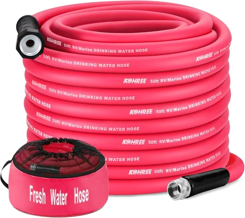 Vista 15 de Kohree Manguera de agua para autocaravana de 5/8 pulgadas x 15 pies, manguera de agua potable prémium con diseño sin torceduras, sin fugas, ligera