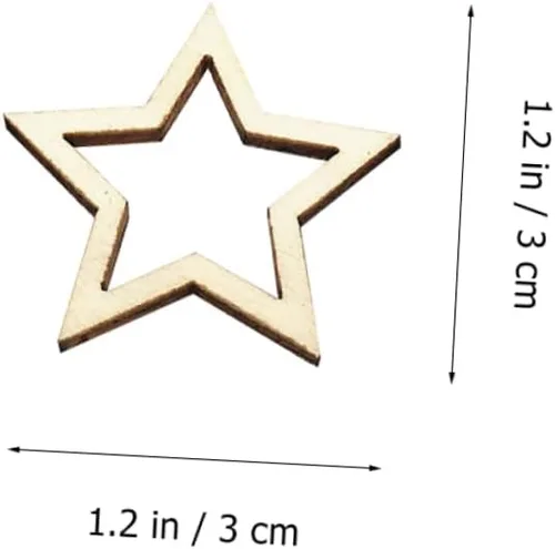 Vista 7 de EXCEART 300pcs Five-Pointed Star Wood Slice Ornament Craft Stars Christmas Decorative Pendants