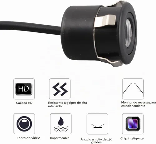 Vista 2 de Mini cámara, 170 ° gran angular con cable CCTV CCD Mini cámara de seguridad HD IR cámara IP66 100W visión nocturna para monitor de coche, hogar