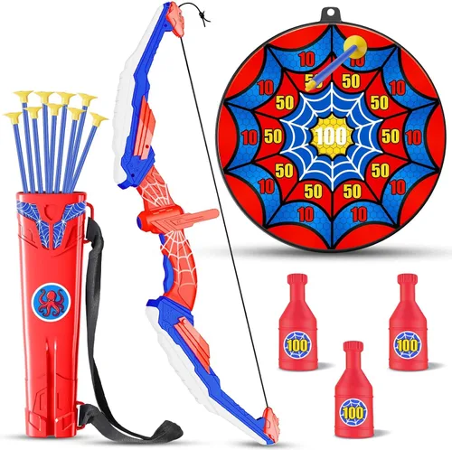 Vista 8 de Juego de arco y flecha para niños con luz LED, juego de tiro con arco con 10 flechas de ventosa, 2 objetivos de tiro con arco para interiores