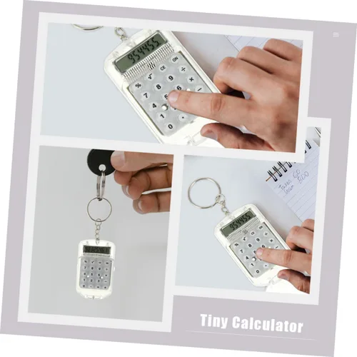 Vista 8 de Balacoo 4 mini calculadoras de llavero portátiles pequeñas calculadoras electrónicas con pantalla para uso diario, accesorios de llavero