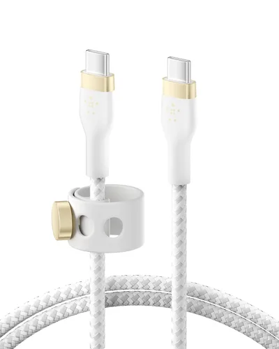Vista 12 de Belkin BoostCharge Pro Flex Cable de Carga USB-C a USB-C Trenzado (2M/6.6 pies), Cable de Carga Rápida USB-IF para iPhone Serie 16, MacBook Pro