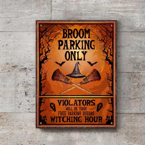 Vista 5 de Letrero de metal impreso con diseño de bruja, con texto en inglés «All Others Will Be Toad Wiccan», «All Others Will Be Toad Wiccan», letrero
