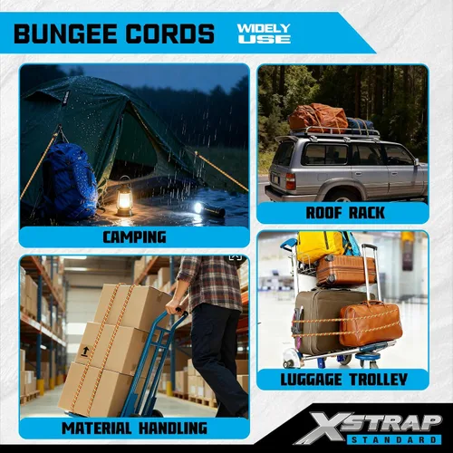 Vista 2 de XSTRAP STANDARD Kit de 14 piezas de cuerda elástica estándar – Incluye cuerdas elásticas de 18, 24, 30 y 40 pulgadas con ganchos