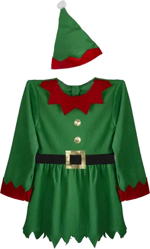 Vista 2 de Northlight Disfraz de elfo rojo y verde de 2 piezas para mujer, talla XL