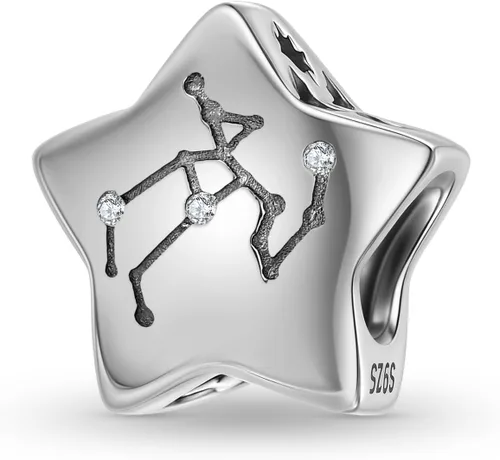 Vista 18 de Abalorio de constelación de plata de ley 925 con piedra natal para pulsera Pandora, regalo para aniversario, cumpleaños, Navidad Acuario A