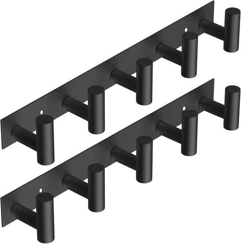 Vista 38 de VAEHOLD Perchero resistente de pared para colgar abrigos, ropa, batas, toallas y sombreros, con 3 ganchos, color negro