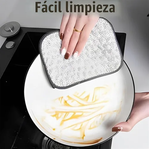 Vista 3 de Generic Trapos multiusos de alambre para lavar platos, 5 piezas, plata, paños de cocina casuales de 2 x 4 pulgadas