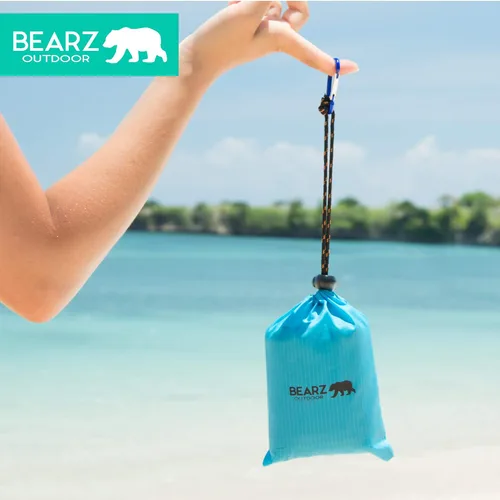 Vista 3 de Manta de bolsillo – Manta de playa impermeable a prueba de arena, manta de picnic impermeable, plegable, ligera y compacta para senderismo, camping