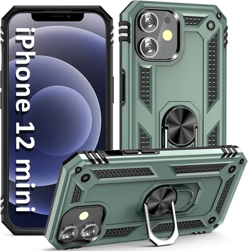 Vista 16 de ADDIT i Phone 12 Mini - Funda para iPhone 12 Mini, con anillo de soporte, soporte ajustable, grado militar, protección resistente, a prueba