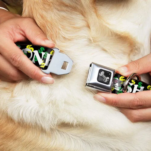 Vista 8 de Buckle-Down Collar de perro hebilla de cinturón de seguridad en efectivo dólar negro blanco amarillo verde, multicolor, 1.5 pulgadas de ancho - Se