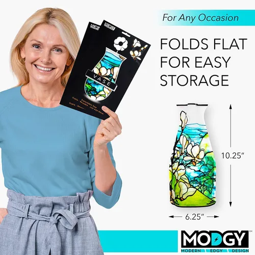 Vista 6 de MODGY Florero expandible, plástico decorativo moderno plegable impreso jarrones para centros de mesa para bodas, mesa de comedor, decoración