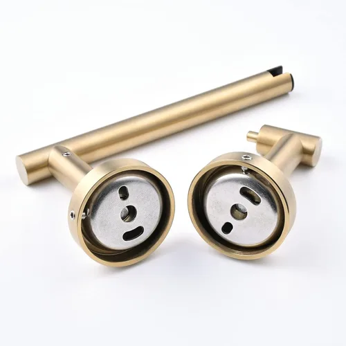 Vista 7 de Soporte de papel higiénico dorado cepillado para baño, soporte de rollo de papel higiénico giratorio de doble poste, soporte de TP desmontable