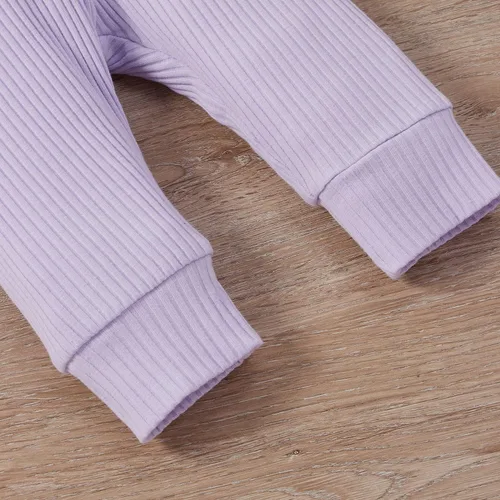 Vista 5 de Ropa de otoño e invierno para recién nacidos, trajes acanalados de algodón de manga larga con botones, 2 piezas