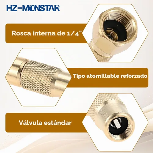 Vista 5 de Boquilla de Aire de Latón Resistente con Conector Rápido, Juego de Adaptadores de Conexión Rápida para Inflador de Neumáticos, Kit de Conector