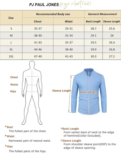 Vista 6 de PJ PAUL JONES Camisas Henley de algodón para hombre, de manga larga, casuales, ligeras, con bolsillo