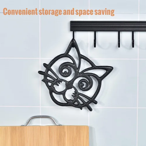 Vista 7 de Sungmor Salvamanteles de hierro fundido resistente, salvamanteles decorativos a prueba de óxido para cocina o mesa de comedor, 6.3 x 5.1 pulgadas