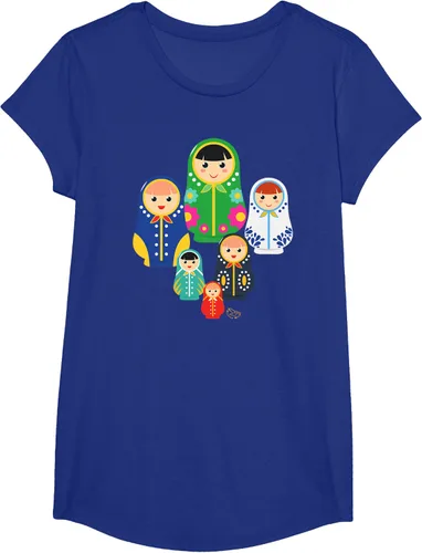 Vista 21 de Matryoshka Russian Nesting Dolls, Rusia - Camiseta de regalo, Azul / Patchwork, S