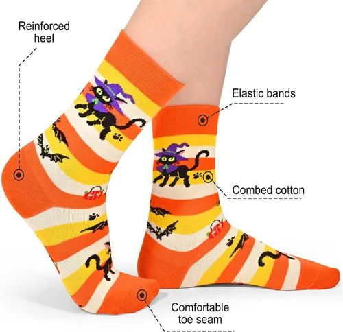 Vista 3 de Dsia Zamur Calcetines para niños y niñas, paquete de 4 a 6 unidades + caja de regalo, novedosos calcetines de pantorrilla coloridos para niños de 2