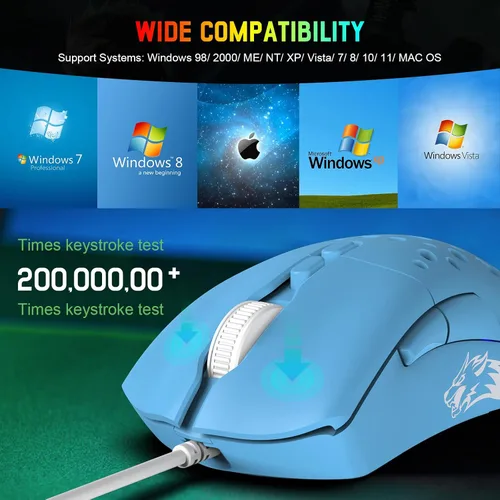 Vista 7 de ZIYOU LANG Modelo D19 RGB Gaming Mouse USB con cable con retroiluminación multi Chroma ajustable 12000Dpi cubierta trasera desmontable ajuste
