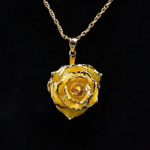 Vista 5 de Eternal Rose Collar - Collar con colgante de rosa sumergida en oro de 24 quilates para mujer - Regalo para ella