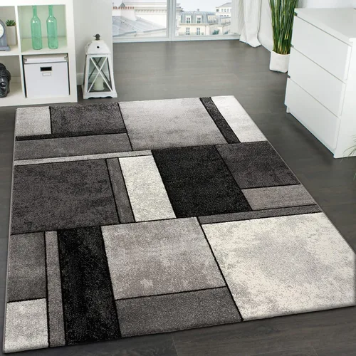 Vista 5 de Paco Home Alfombra de área con patrón geométrico moderno en gris y blanco, tamaño: 2' x 3'7