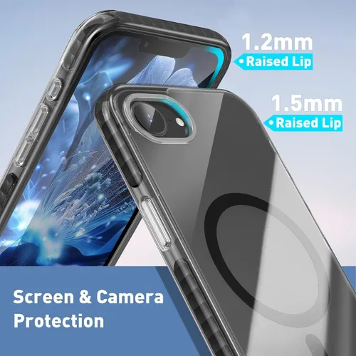 Vista 5 de MILPROX Funda de cristal transparente compatible con iPhone 16E/17E de 6.1 pulgadas, a prueba de golpes, resistente a los golpes, diseño Negro