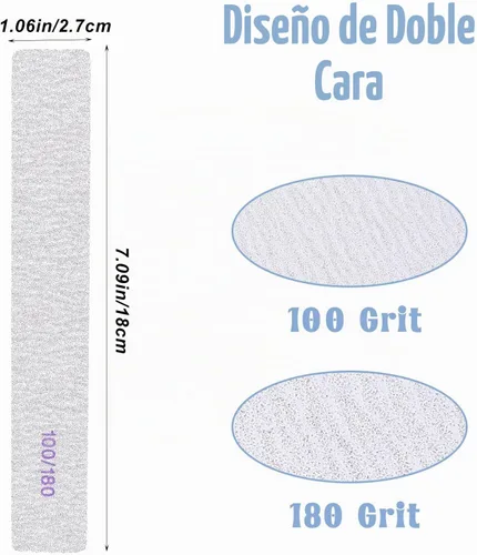 Vista 2 de YUXIANLB 100 limas de uñas de grano 100/180 profesionales reutilizables para uñas, lima de uñas lavables de doble cara, herramientas de manicura