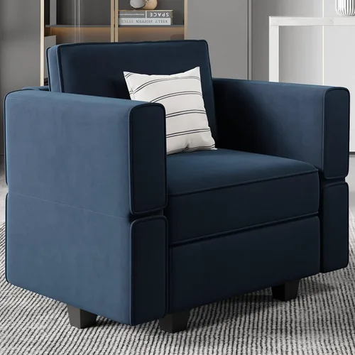 Vista 22 de Belffin - Sofá modular de terciopelo con asientos de almacenamiento, sofá de 3 plazas para sala de estar, color negro