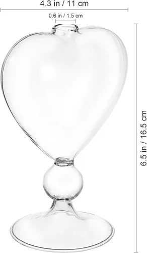 Vista 3 de Yardwe Jarrón de vidrio en forma de corazón con base de 6.24 pulgadas, maceta hidropónica transparente para el hogar, oficina, escritorio