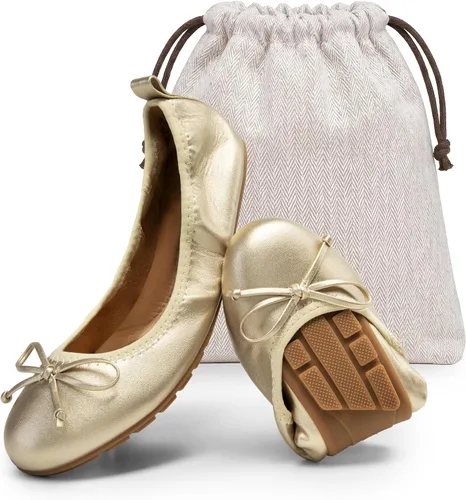 Vista 19 de DREAM PAIRS Bailarinas plegables con lazo para mujer Blanco