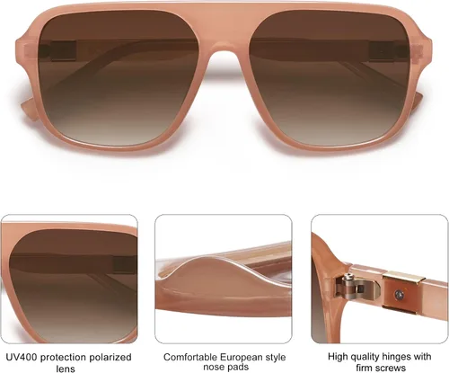 Vista 4 de SOJOS Gafas de sol polarizadas de aviador retro para mujer para hombre vintage cuadradas de los años 70 clásicas UV400 SJ222